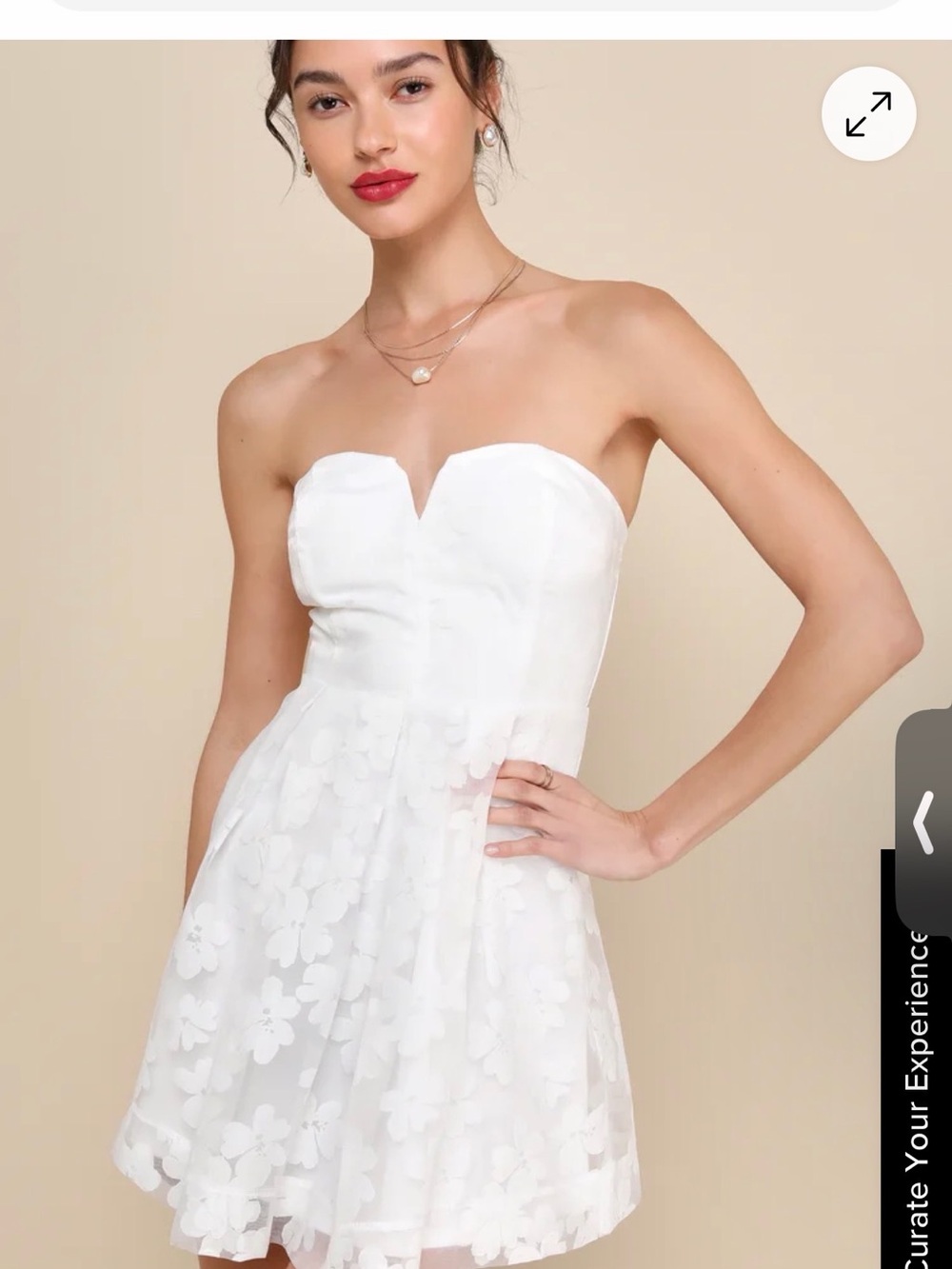 Distinctly Flirty White Floral Burnout Strapless Mini Dress